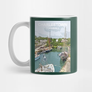 Cornwall Charlestown.  Cornish gift Kernow Travel location poster, St Austell Mug